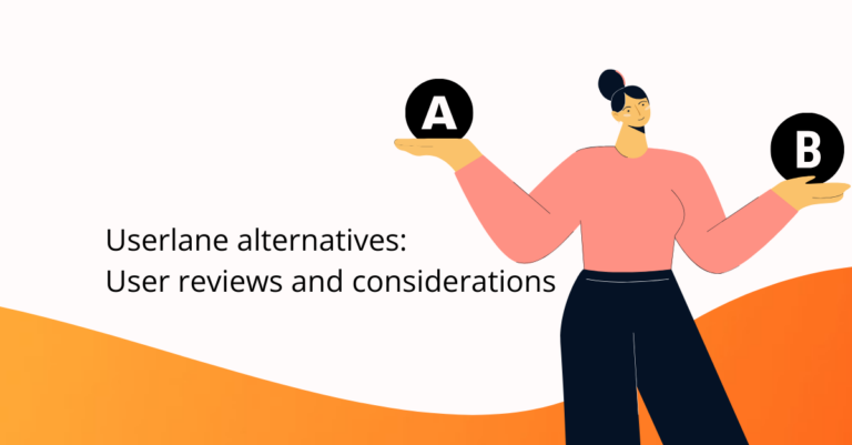 userlane alternatives title with cartoon comparing two options on orange background